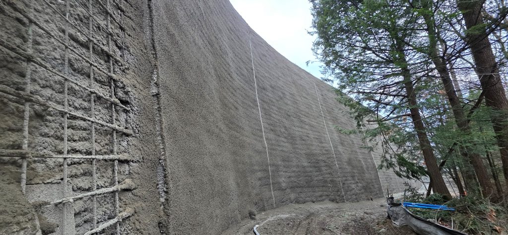 50-foot-tall wall with a new shotcrete face.